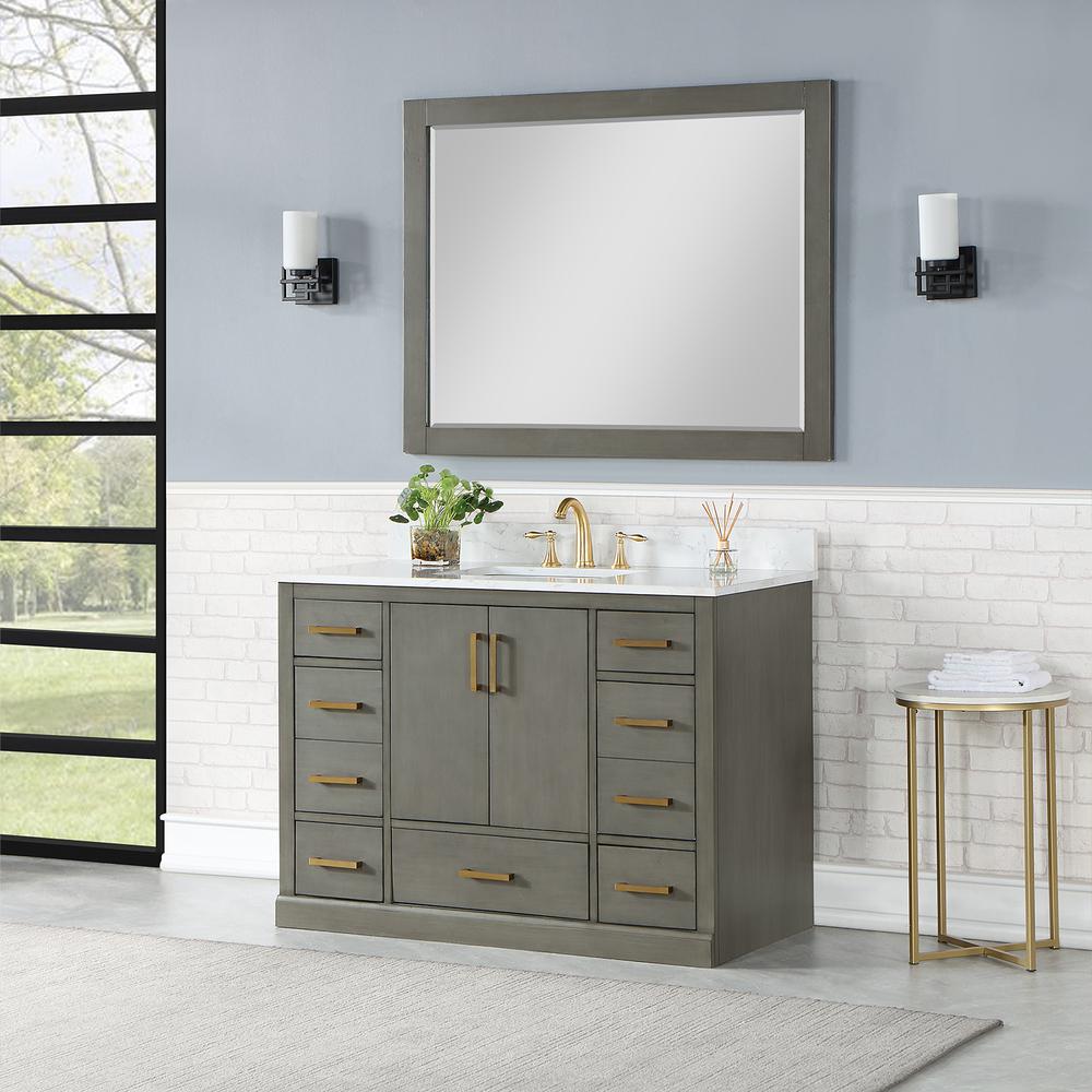 48" Single Bathroom Vanity Set in Gray Pine with Mirror. Picture 4