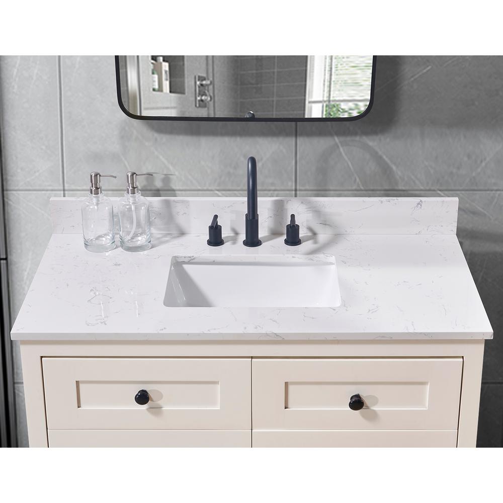 43. in Composite Stone Vanity Top in Aosta White with White Sink. Picture 7