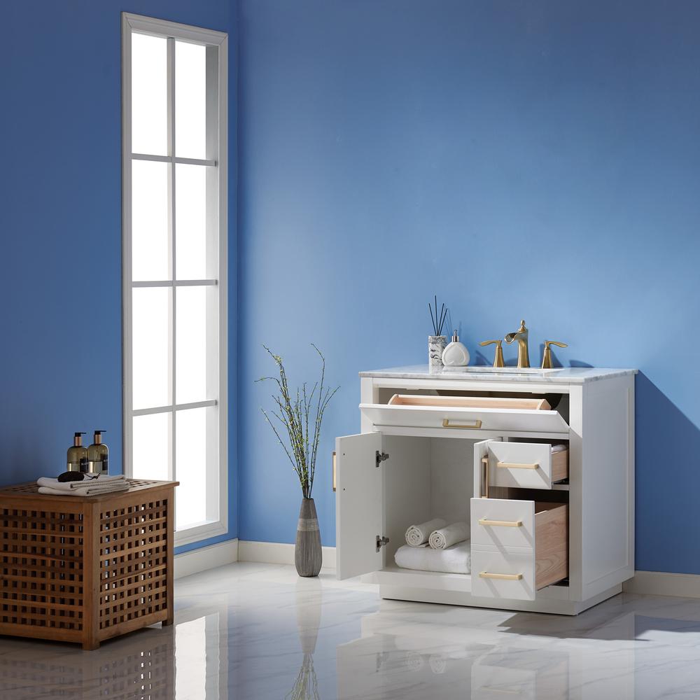 36" Single Bathroom Vanity Set in White without Mirror. Picture 7