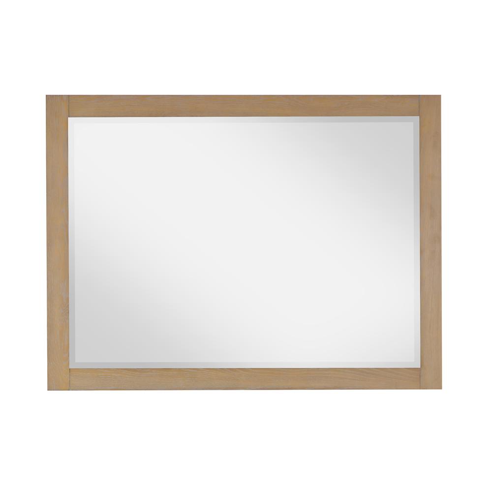 48" Rectangular Bathroom Wood Framed Wall Mirror in Washed Oak. Picture 1
