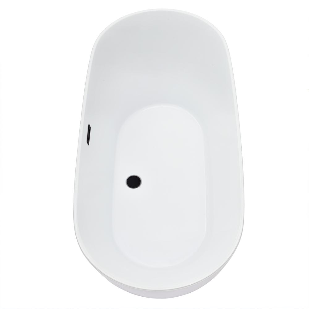 Tazlar 63" x 28" Flatbottom Freestanding Acrylic Soaking Bathtub in Glossy White. Picture 4