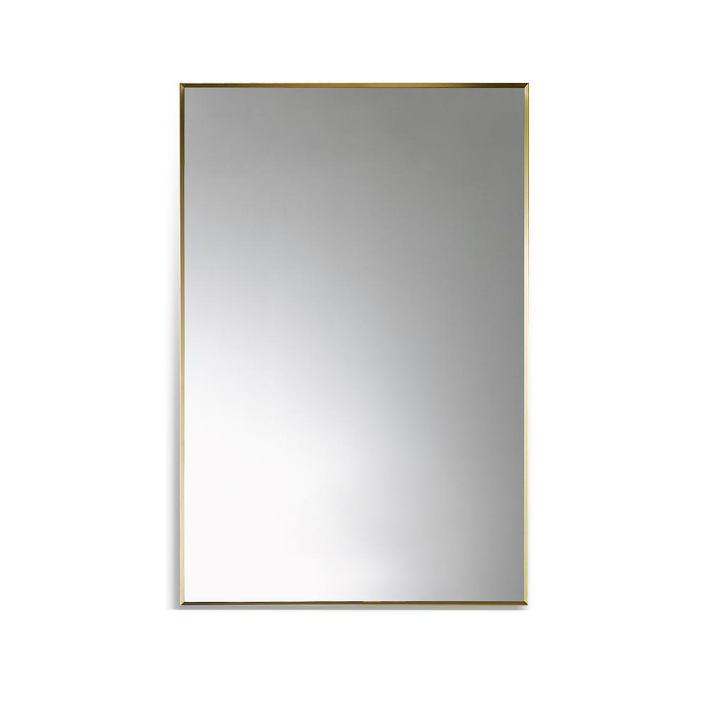 Sassi 24" Rectangle Bathroom/Vanity Brushed Gold Aluminum Framed Wall Mirror. Picture 1