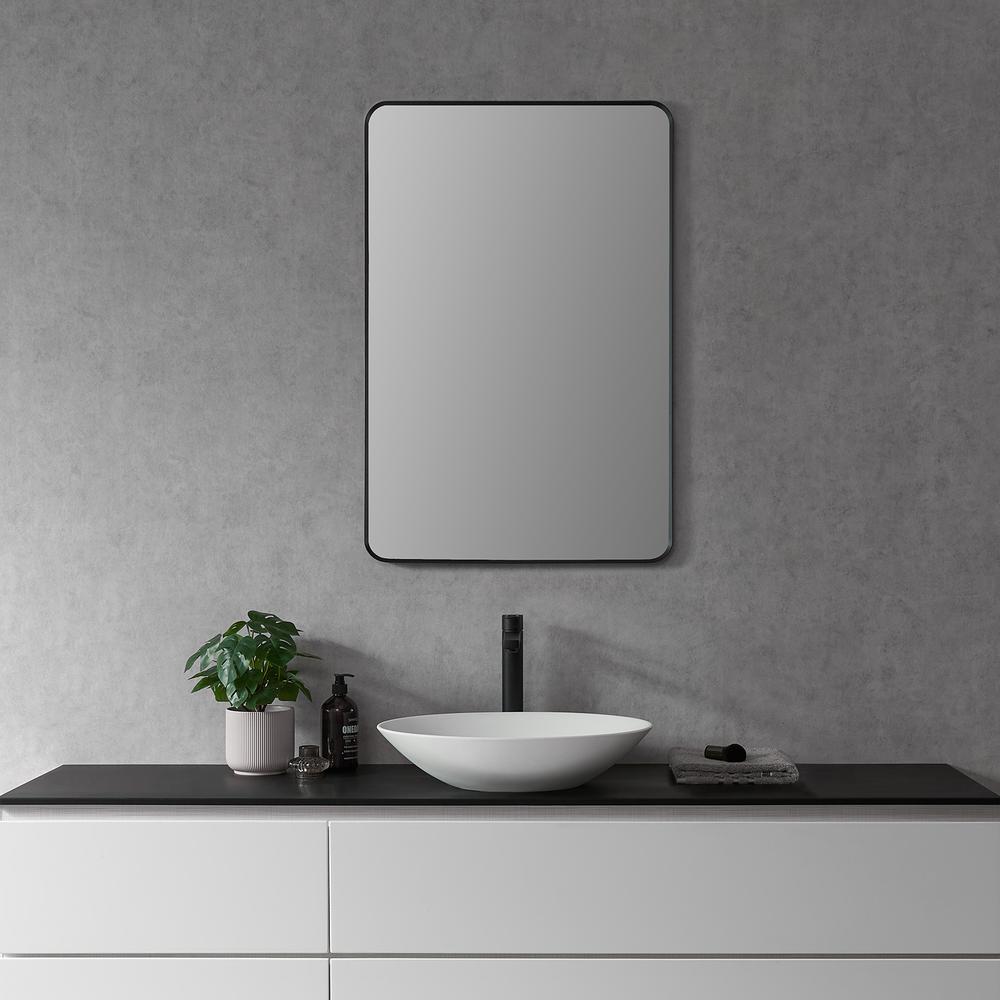 Nettuno 24" Rectangle Bathroom/Vanity Matt Black Aluminum Framed Wall Mirror. Picture 5