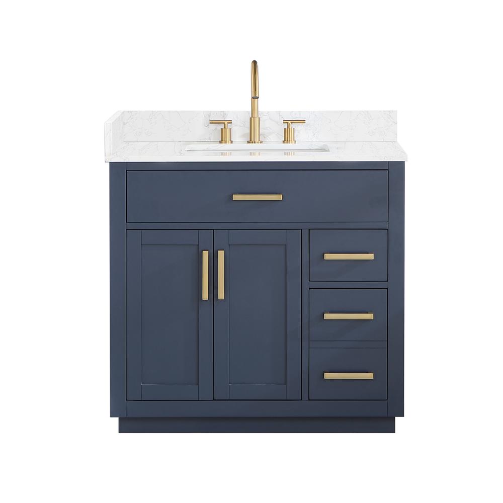 36" Single Bathroom Vanity in Royal Blue without Mirror. Picture 1