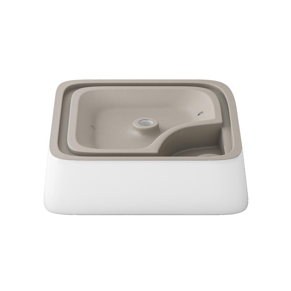 Leonis 17 in. Square White Finish Ceramic Vessel Bathroom Vanity Sink. Picture 2