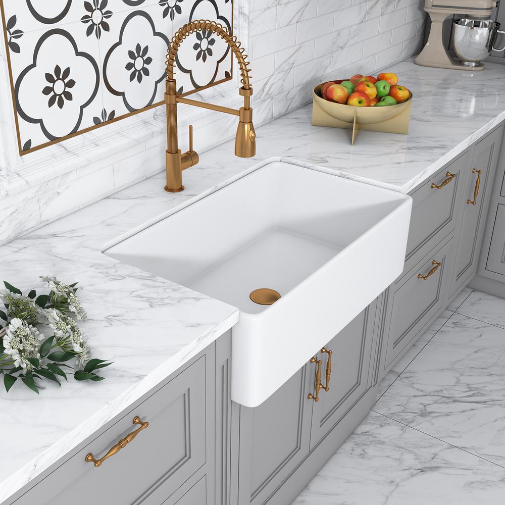 Trento Glossy White Ceramic Rectangular 33" L x 19.7" W Vessel Bathroom Sink. Picture 6