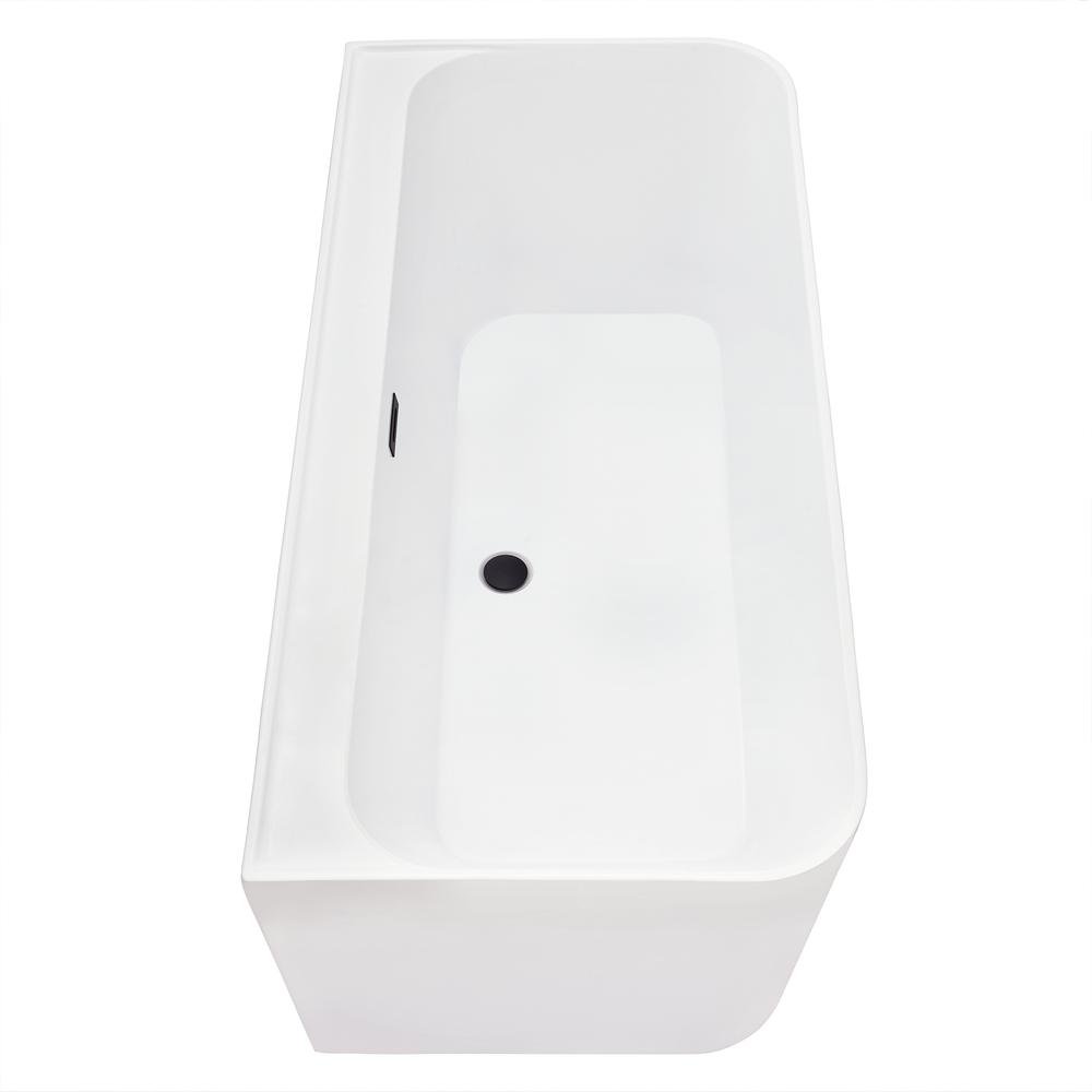 Groda 63" x 30" Flatbottom Freestanding Acrylic Soaking Bathtub in Glossy White. Picture 4