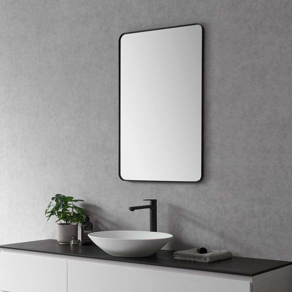 Nettuno 24" Rectangle Bathroom/Vanity Matt Black Aluminum Framed Wall Mirror. Picture 6