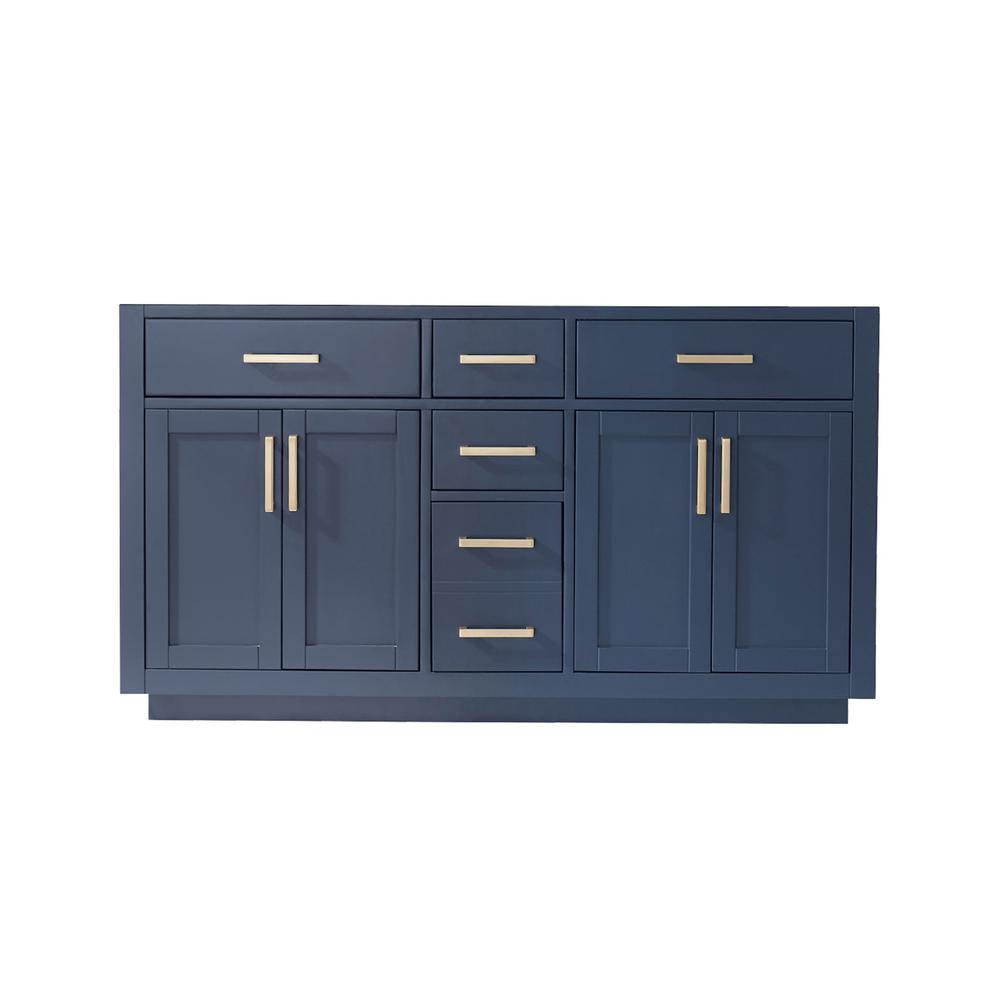 Double Bathroom Vanity Cabinet Only in Royal Blue without Countertop and Mirror. Picture 1
