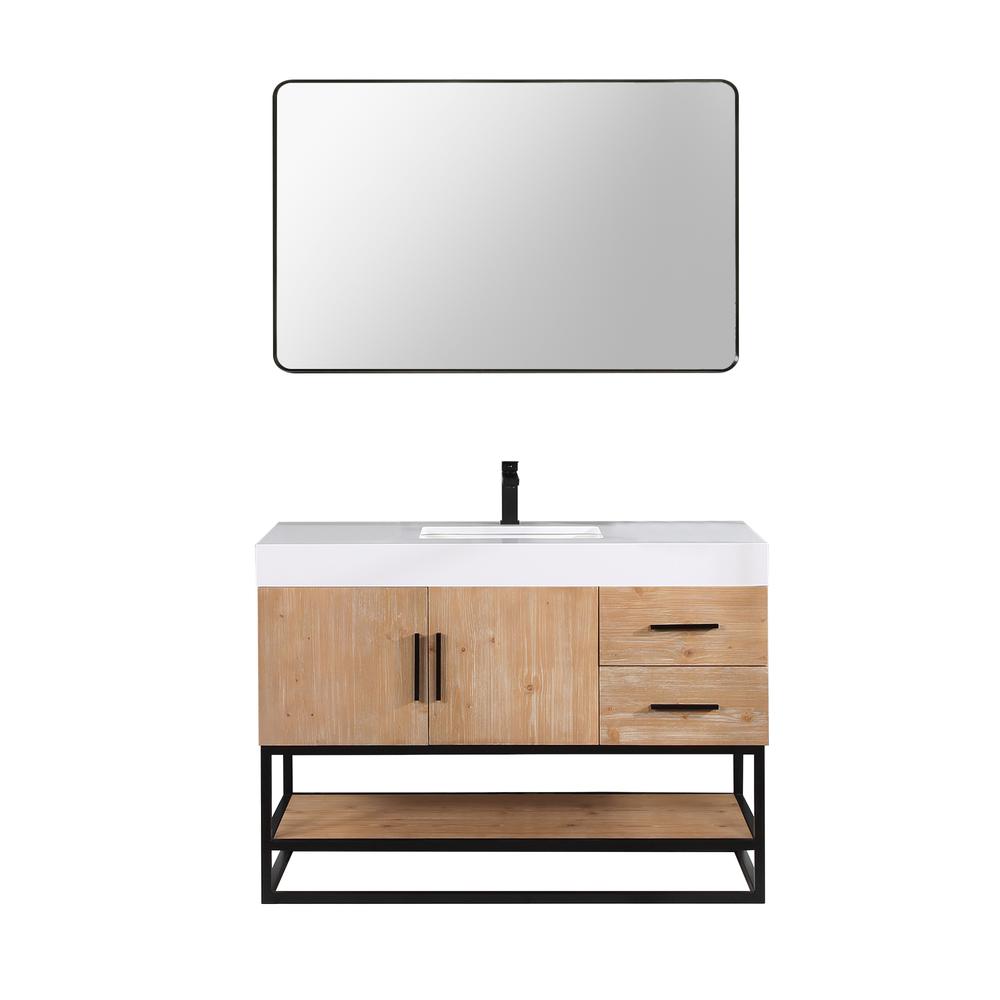 48" Single Bathroom Vanity in Light Brown with Mirror. Picture 1