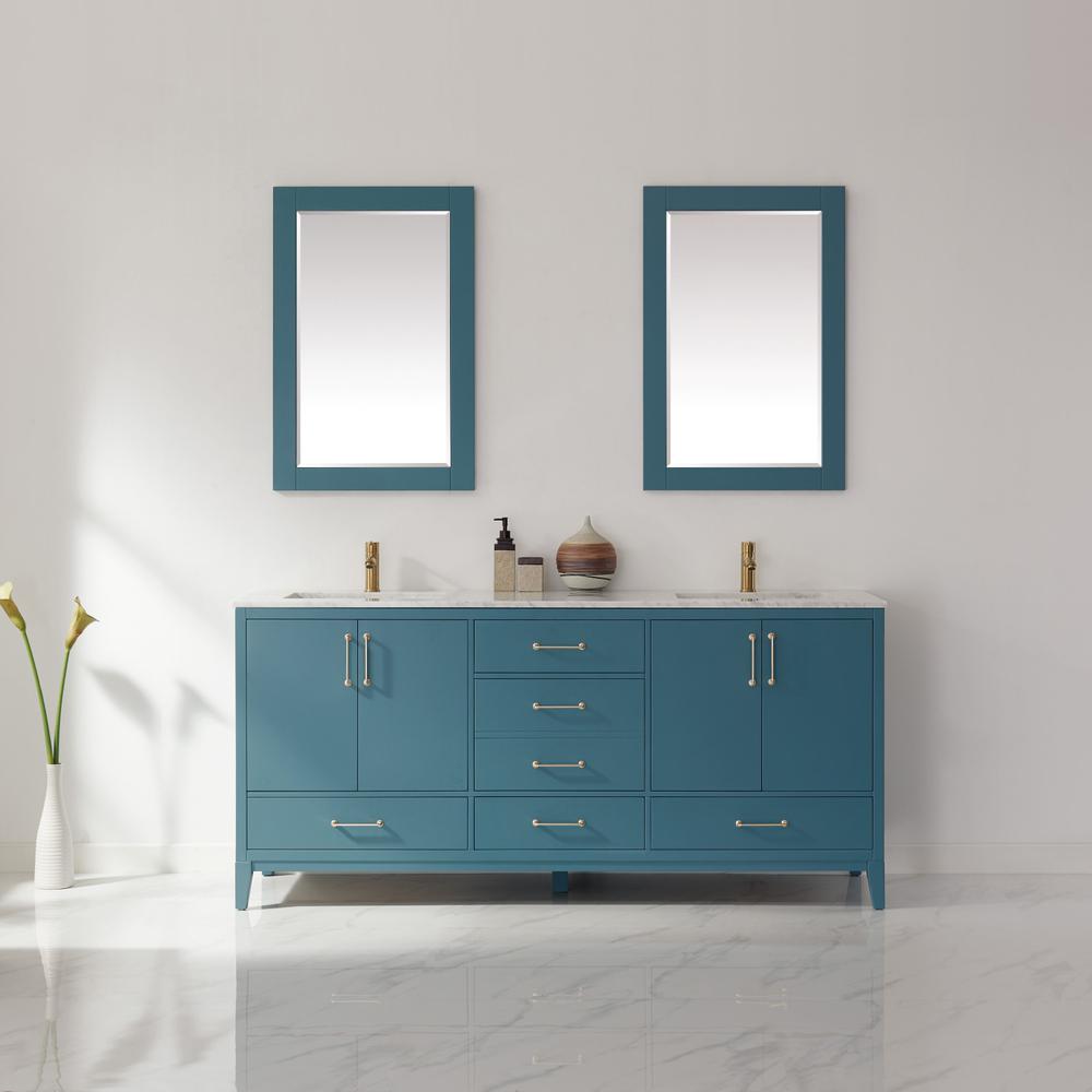 72" Double Bathroom Vanity Set in Royal Green with Mirror. Picture 3