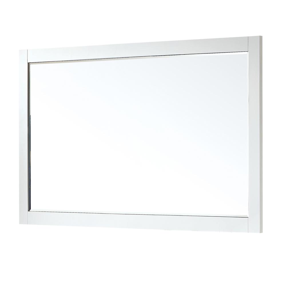 58" Rectangular Bathroom Wood Framed Wall Mirror in White. Picture 2