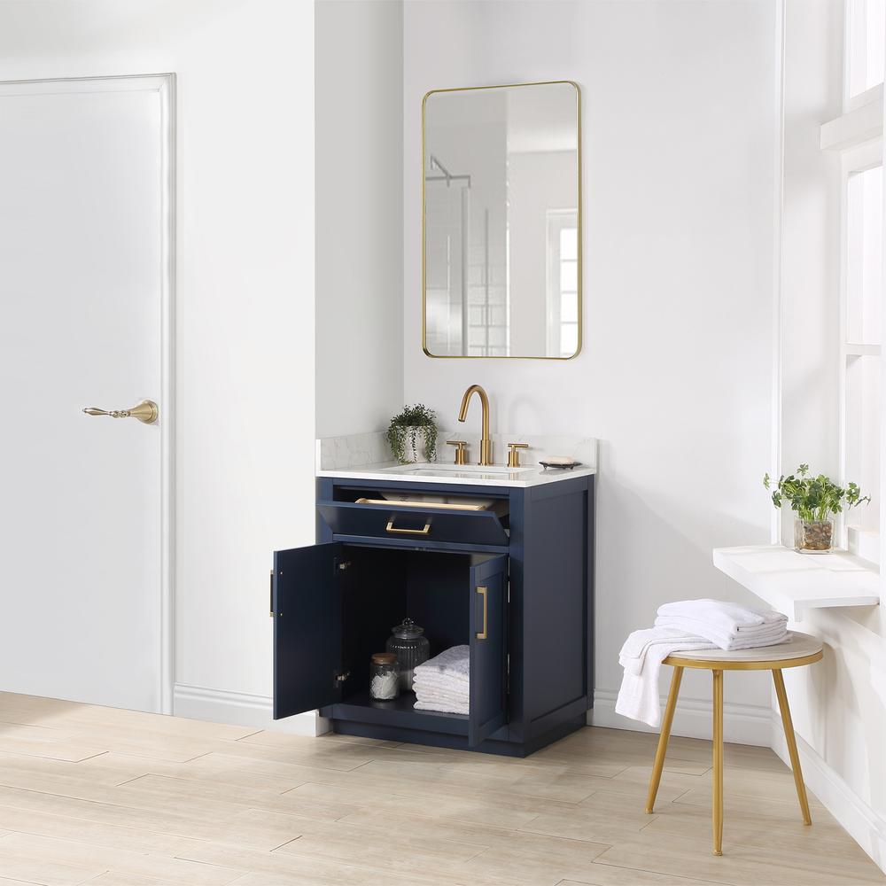 30" Single Bathroom Vanity in Royal Blue with Mirror. Picture 6