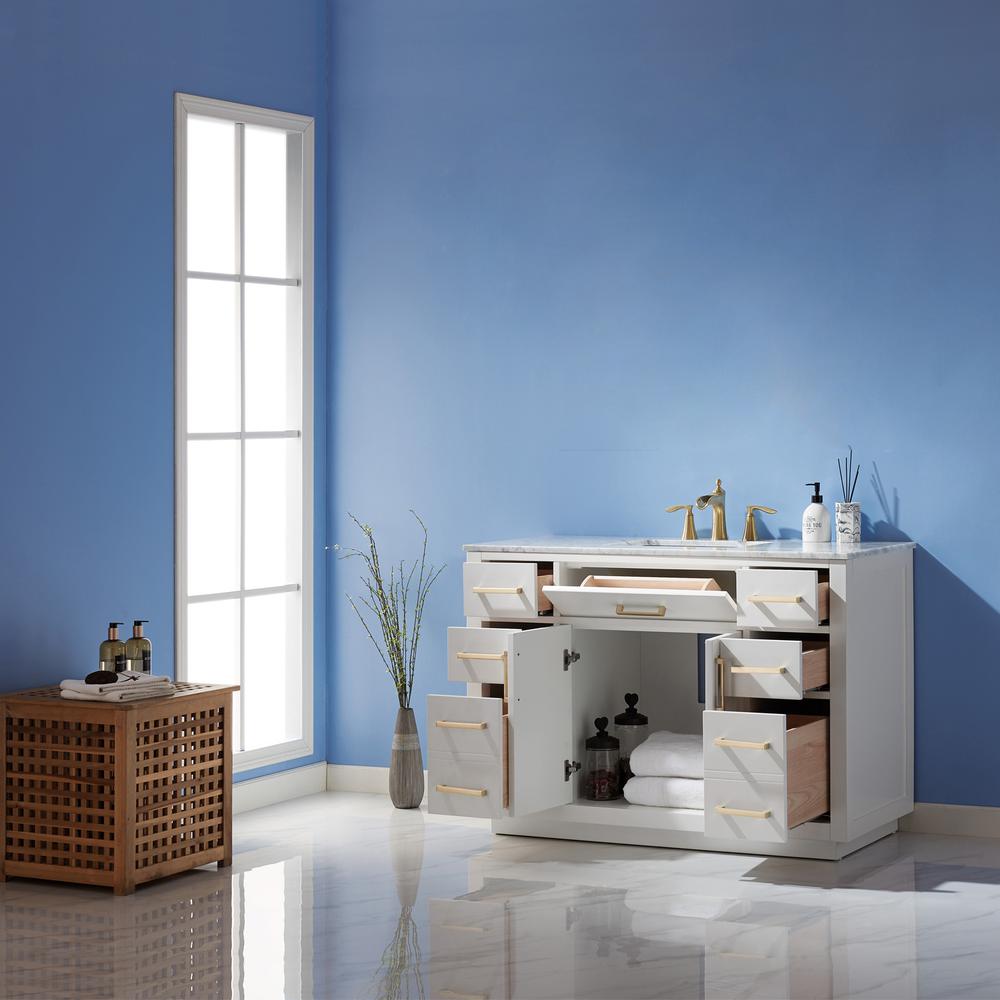 48" Single Bathroom Vanity Cabinet Only in White without Countertop and Mirror. Picture 2