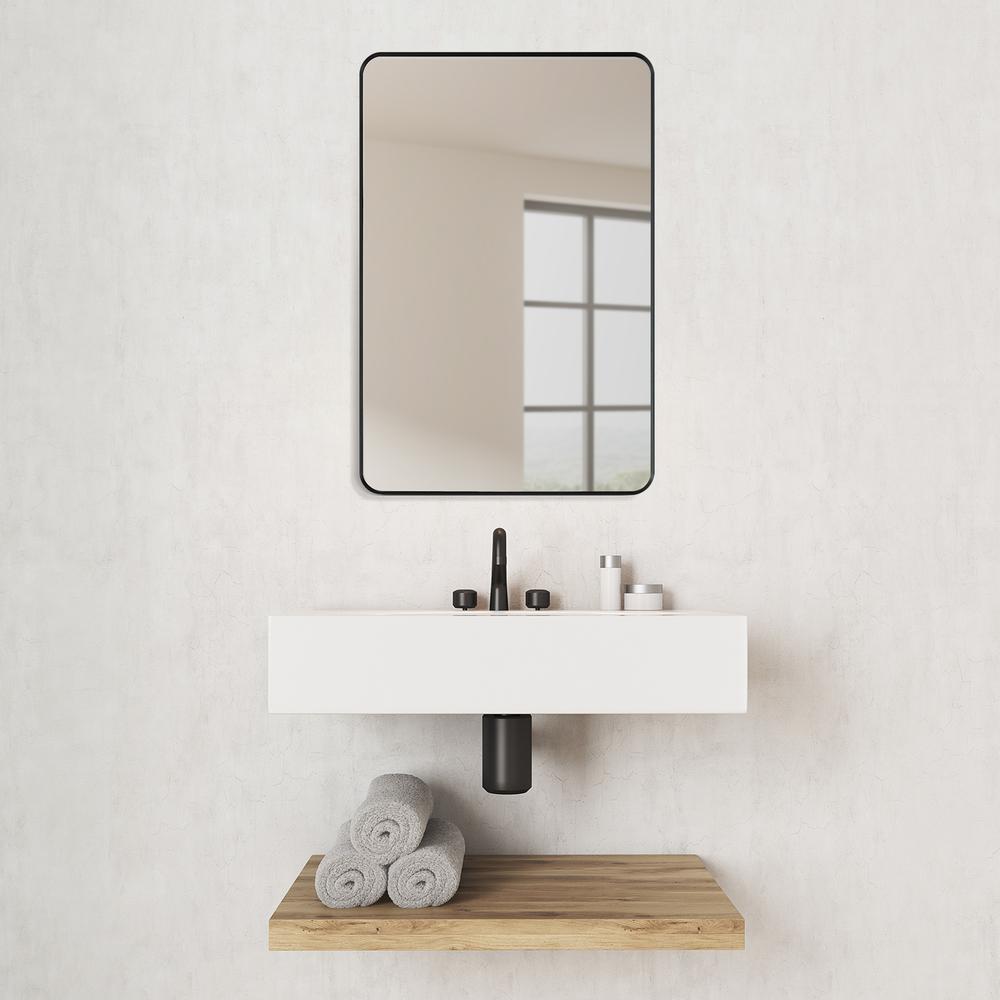 Nettuno 24" Rectangle Bathroom/Vanity Matt Black Aluminum Framed Wall Mirror. Picture 12