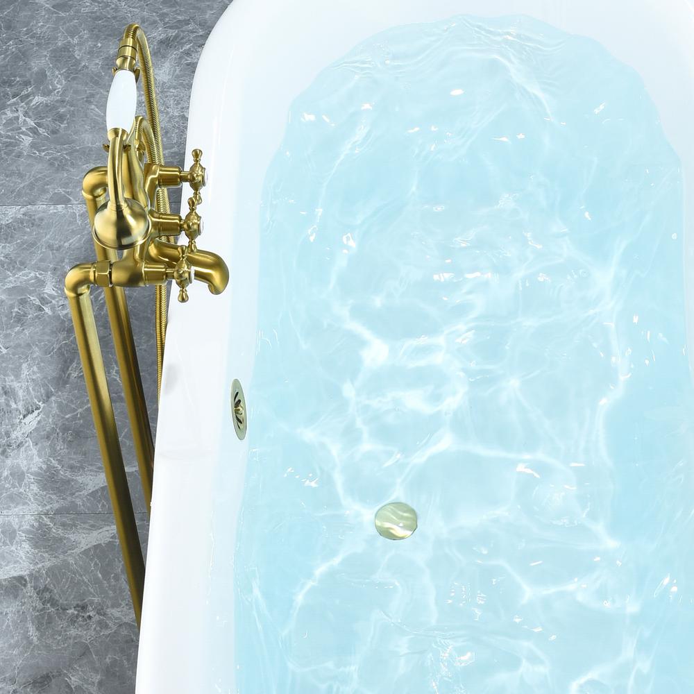 Kerta 67" x 29" Acrylic Clawfoot Soaking Bathtub in Glossy Gray. Picture 14