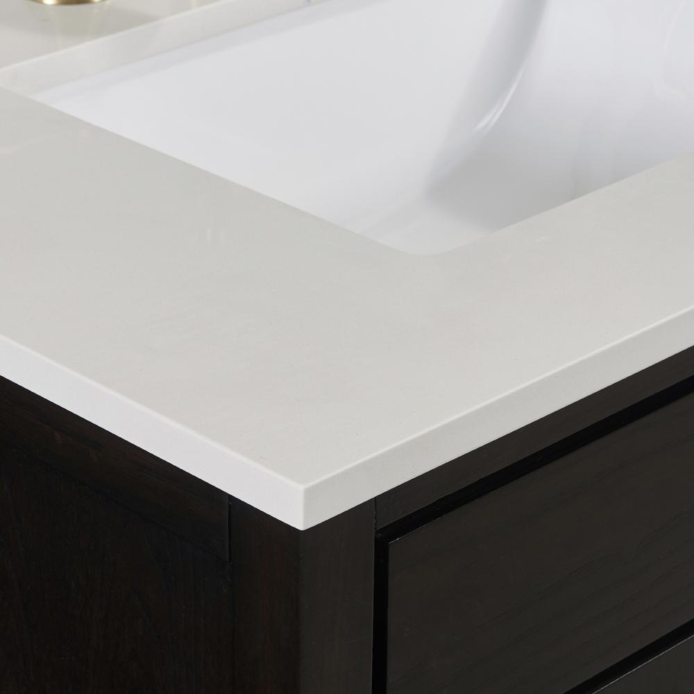73 in. Composite Stone Vanity Top in Milano White with White Sink. Picture 8
