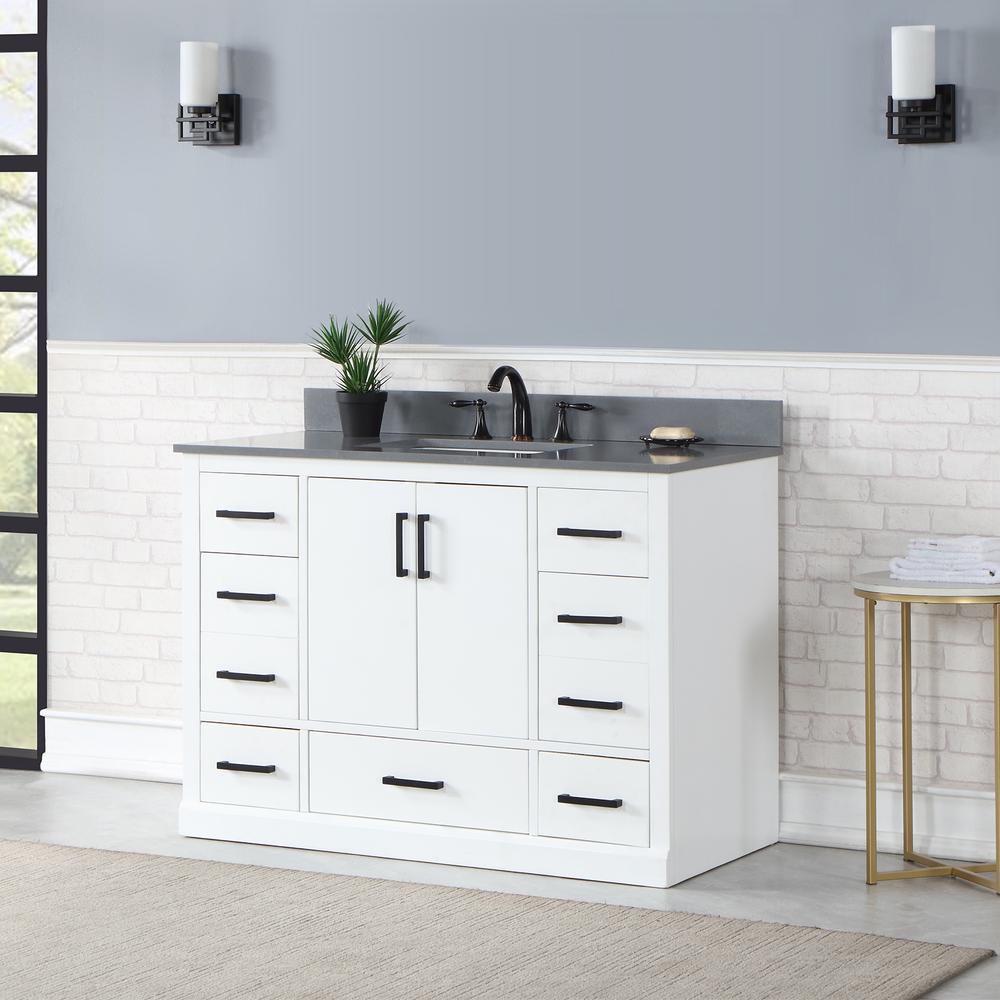 48" Single Bathroom Vanity Set in White without Mirror. Picture 4