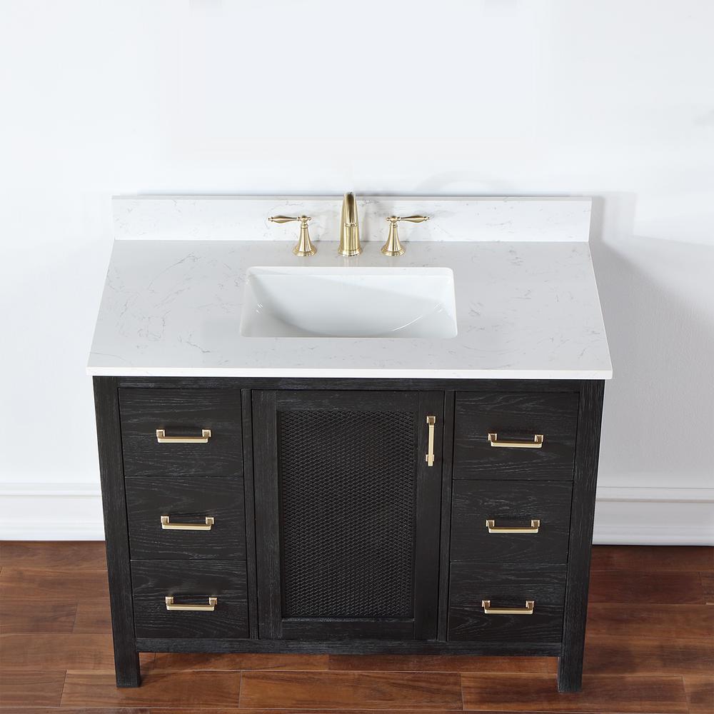 42" Single Bathroom Vanity Set in Black Oak without Mirror. Picture 6