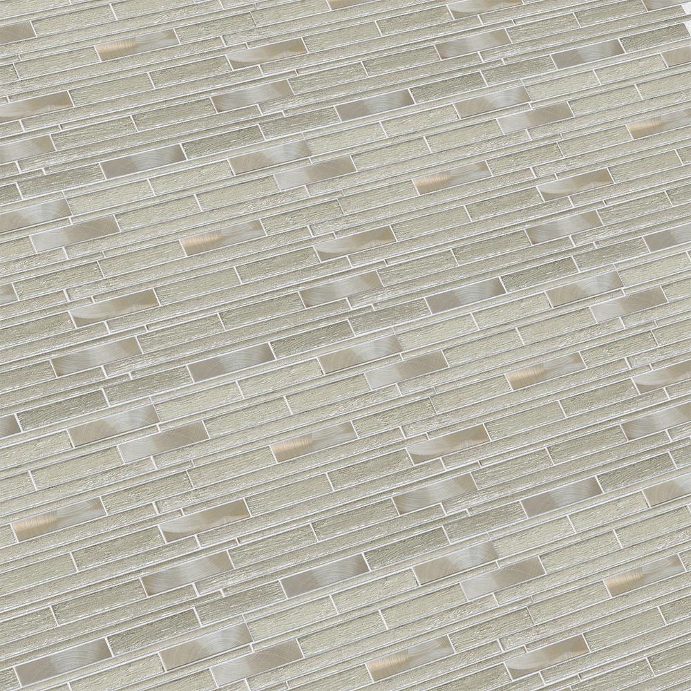 Ardcarn 11.8" x 10.9" Rectangular Laminated Glass Mosaic Mix Aluminum Wall Tile. Picture 6