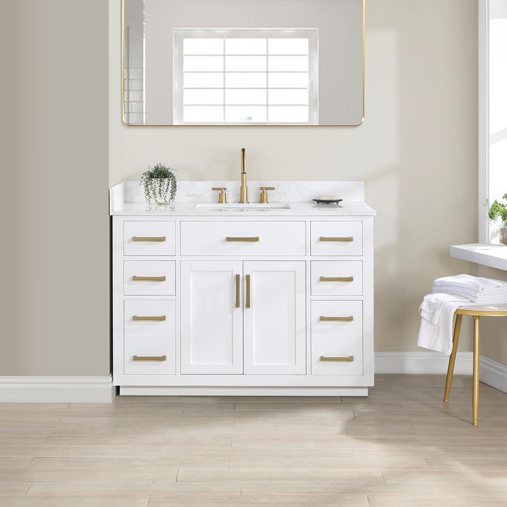 48" Single Bathroom Vanity in White without Mirror. Picture 5