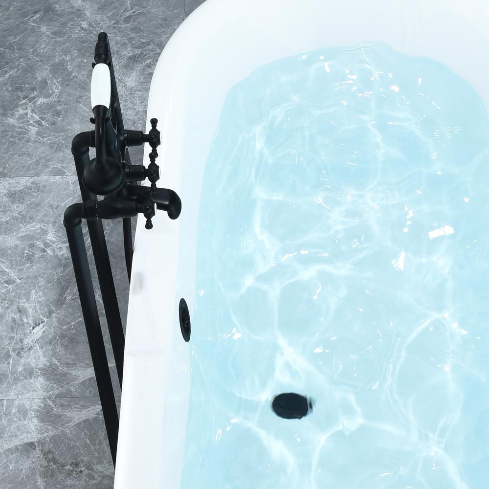 Kerta 67" x 29" Acrylic Clawfoot Soaking Bathtub in Glossy White. Picture 13