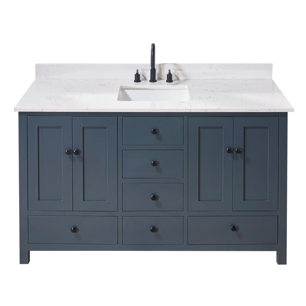 61. in Composite Stone Vanity Top in Aosta White with Single White Sink. Picture 4