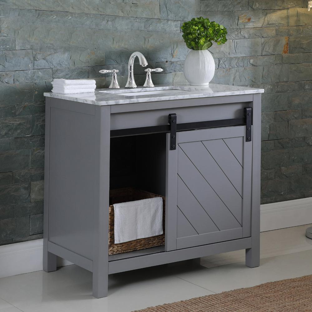 36" Single Bathroom Vanity Set in Gray without Mirror. Picture 5