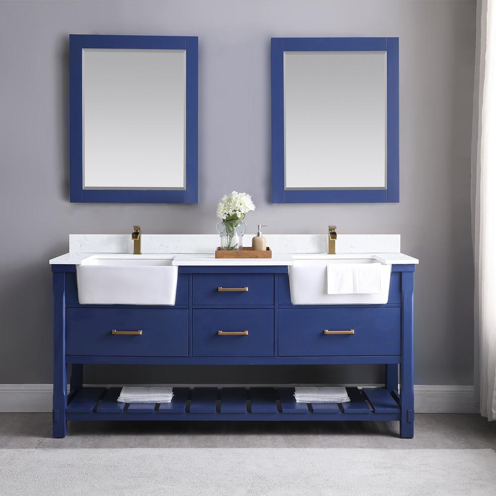 72" Double Bathroom Vanity Set in Jewelry Blue without Mirror. Picture 10