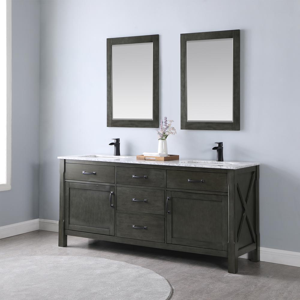 72" Double Bathroom Vanity Set in Rust Black without Mirror. Picture 12