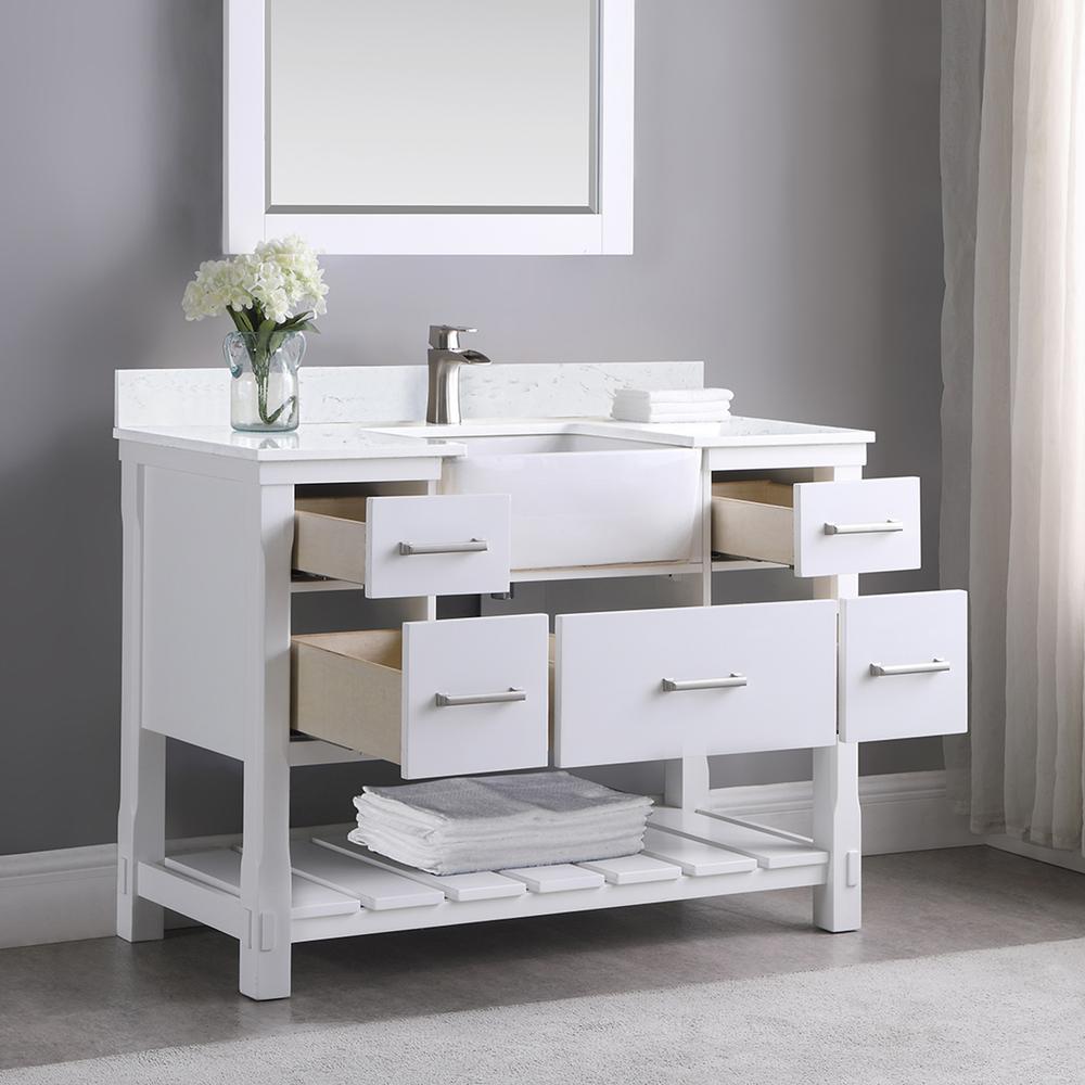 48" Single Bathroom Vanity Set in White without Mirror. Picture 6