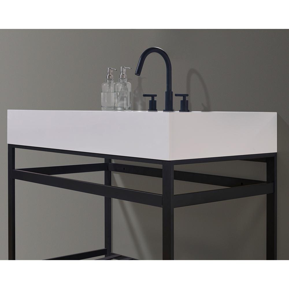 42" Single Stainless Steel Vanity Console in Matt Black without Mirror. Picture 6