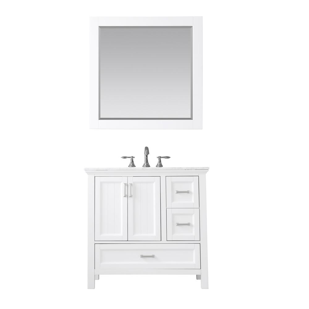 36" Single Bathroom Vanity Set in White with Mirror. Picture 1