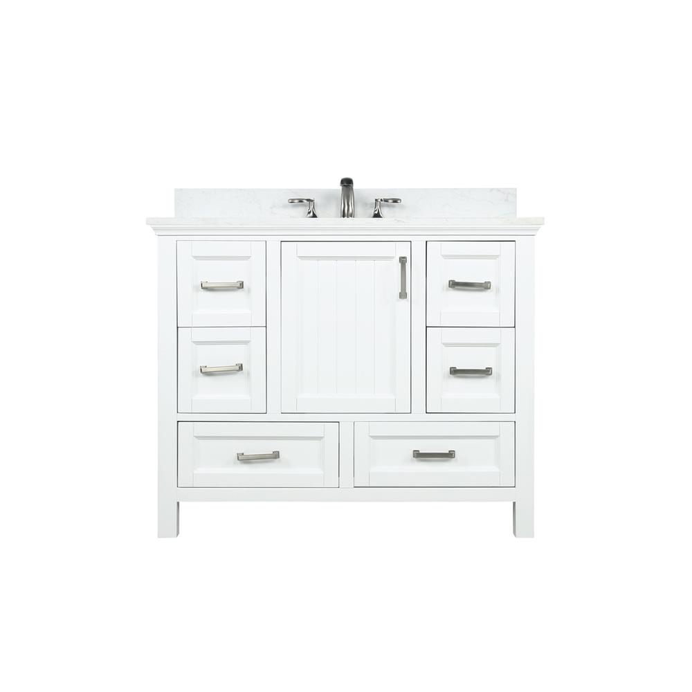 42" Single Bathroom Vanity Set in White without Mirror. Picture 1