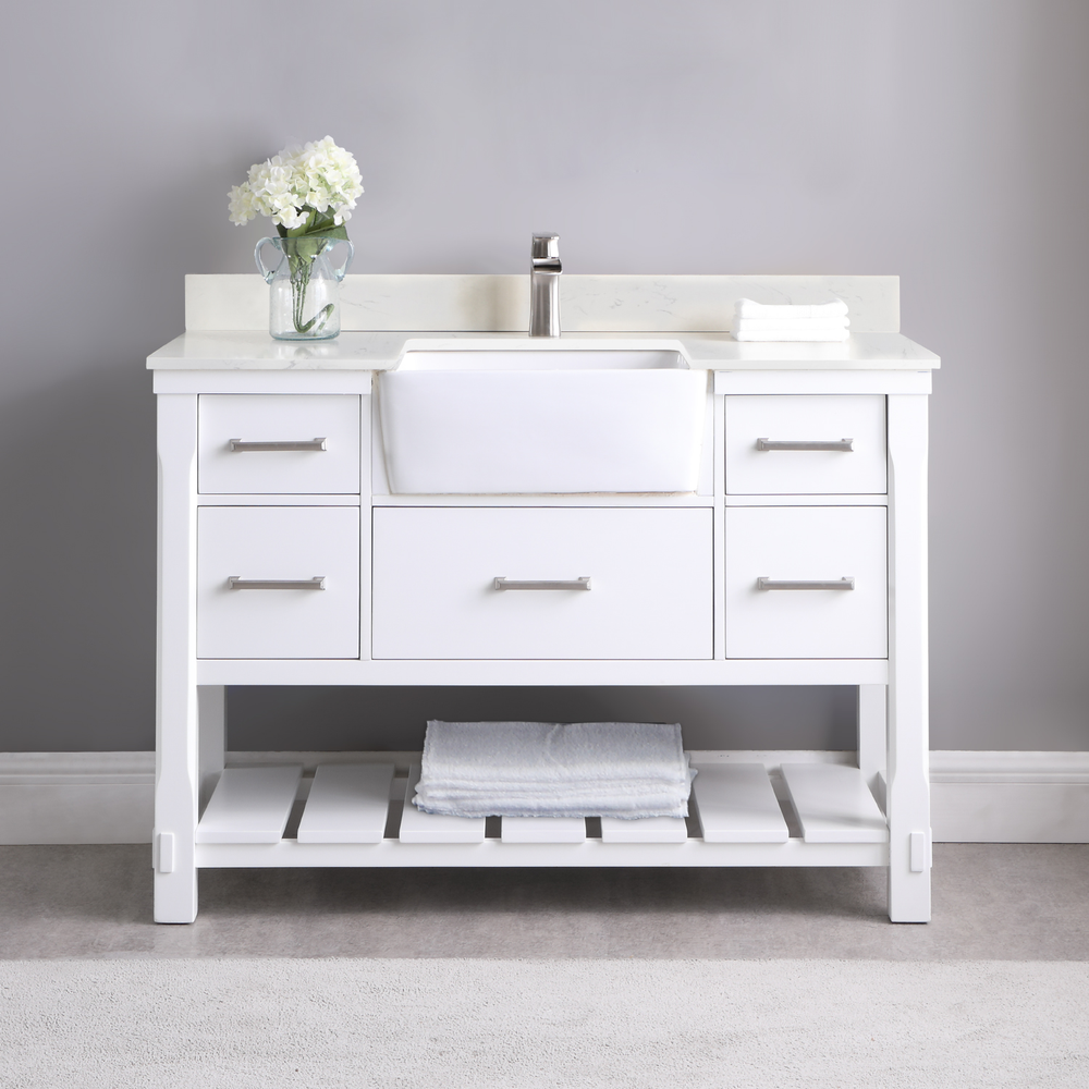 48" Single Bathroom Vanity Set in White without Mirror. Picture 3