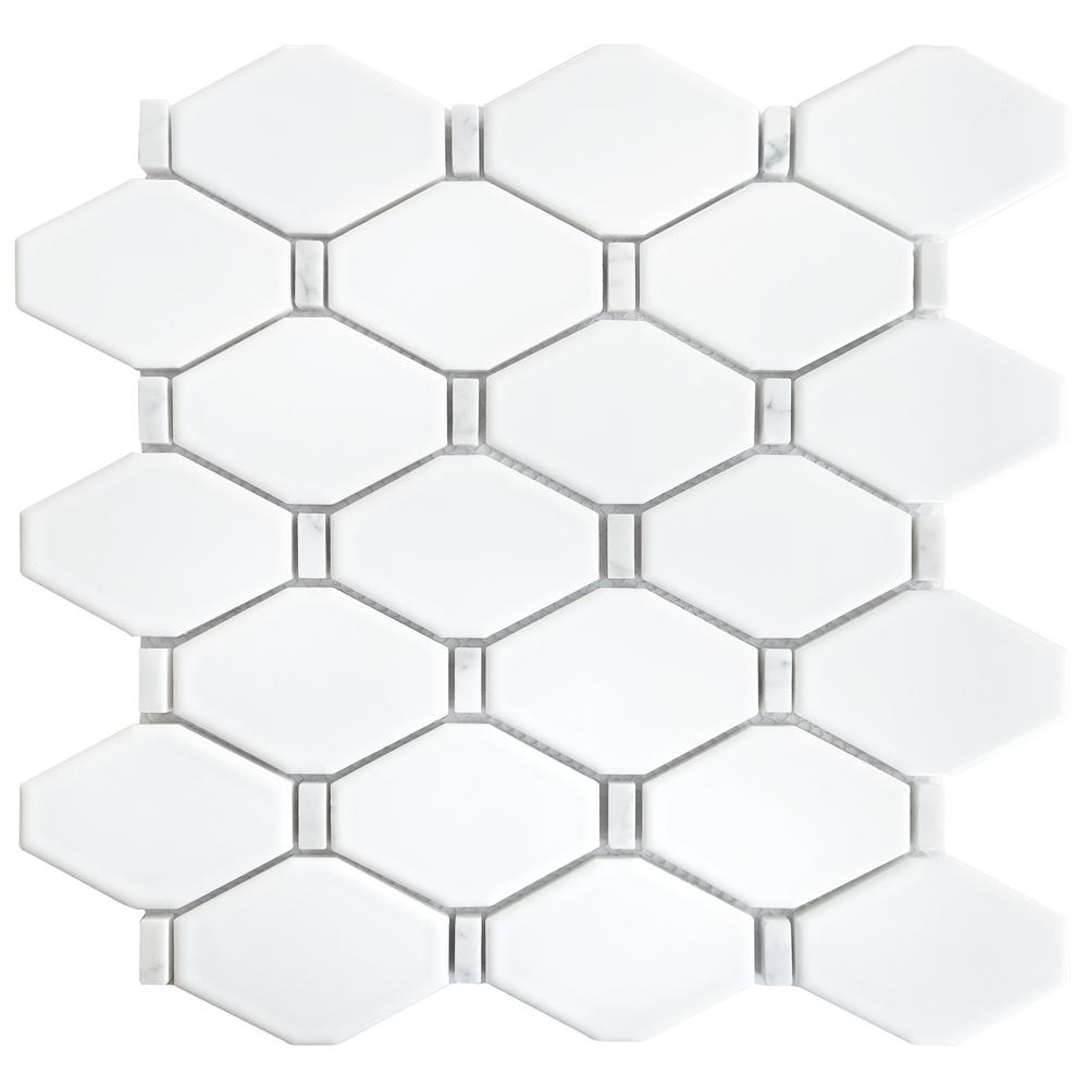 Badajoz 11.5” x 10.94” Honeycomb Glass Mosaic Floor and Wall Tile. Picture 1
