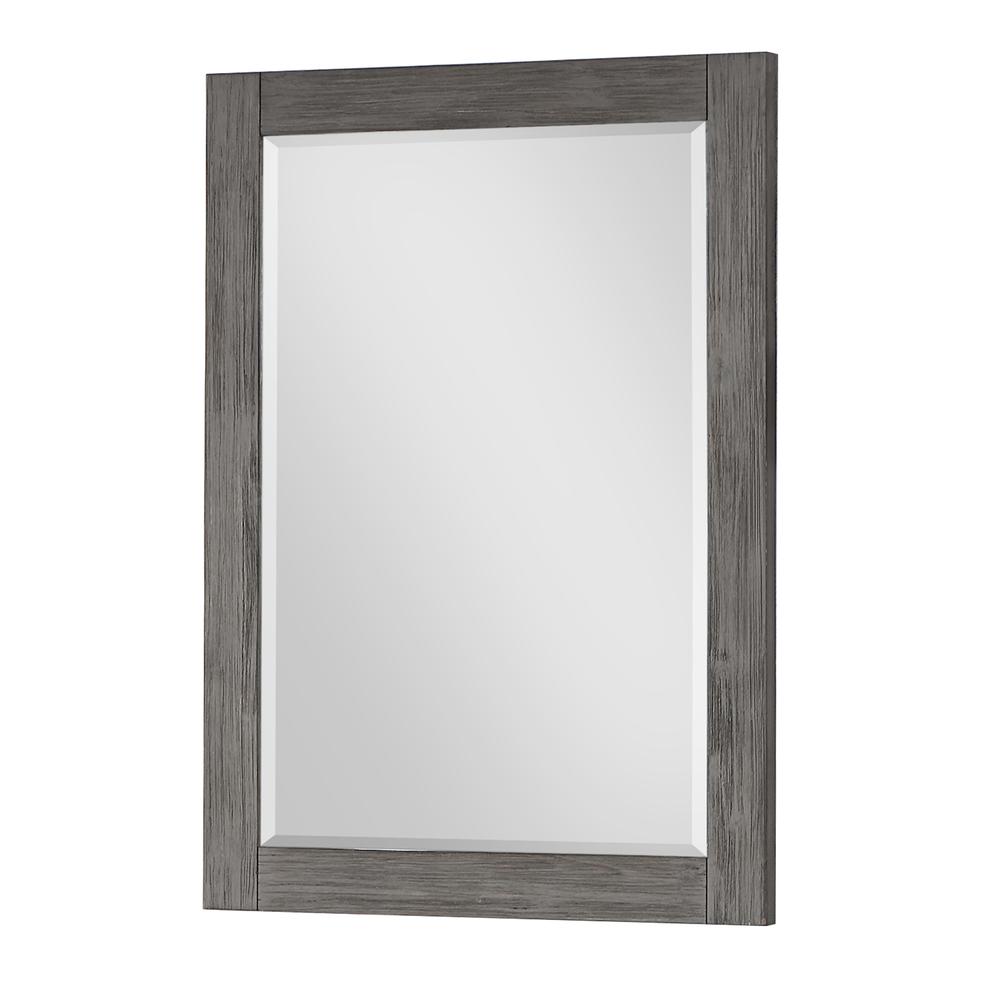 28" Rectangular Bathroom Wood Framed Wall Mirror in Classical Grey. Picture 2