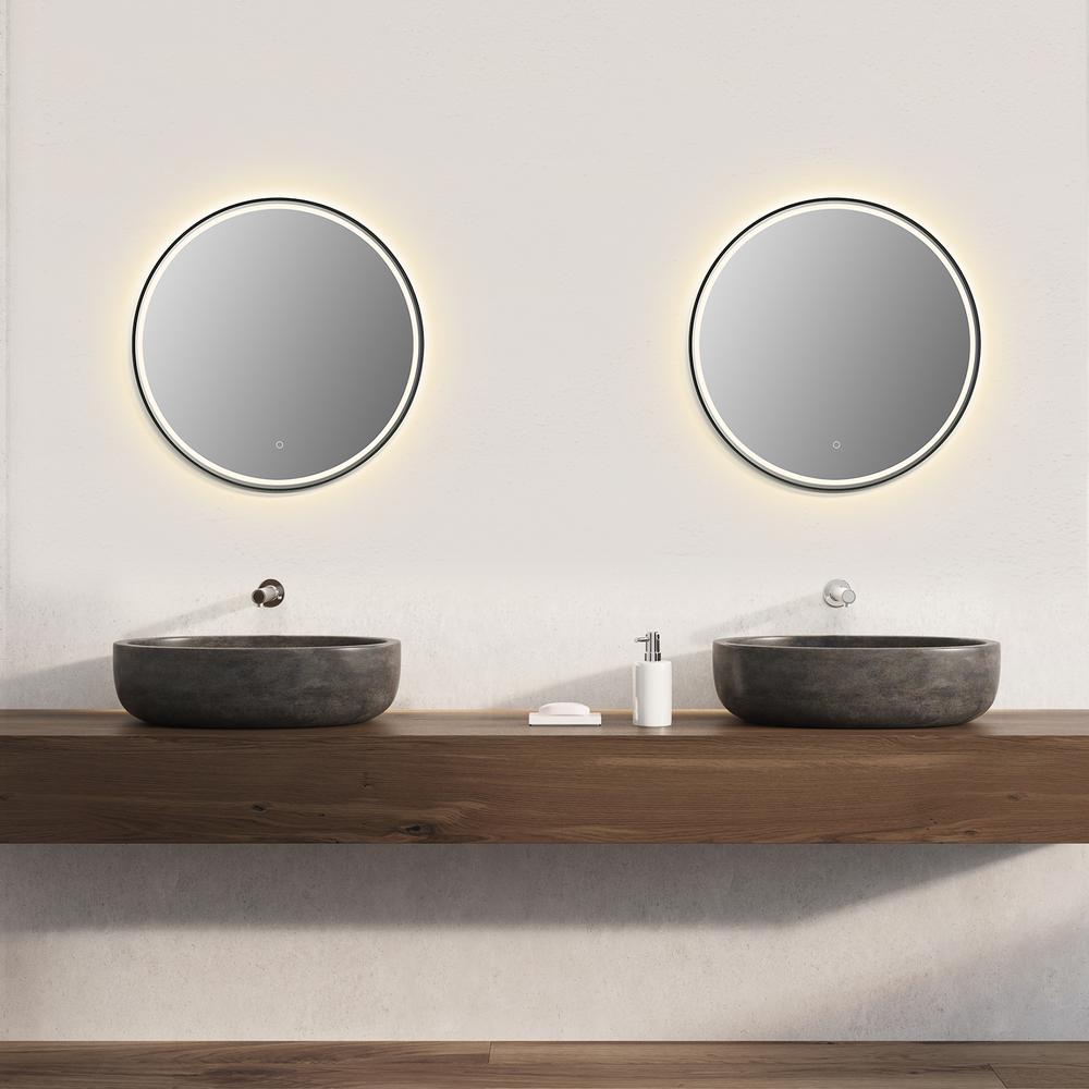 Framed in Matt Black Modern Bathroom/Vanity LED Lighted Wall Mirror. Picture 13