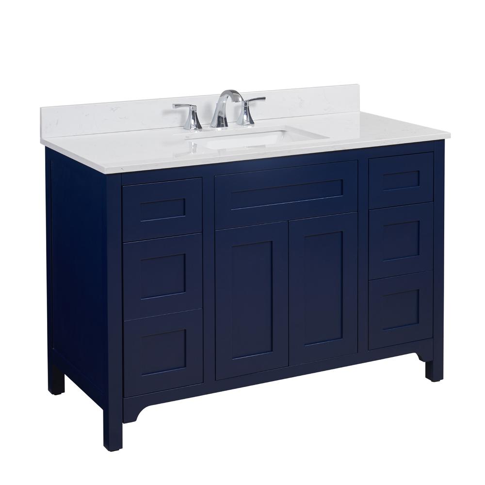 49 in. Composite Stone Vanity Top in Jazz White with White Sink. Picture 4