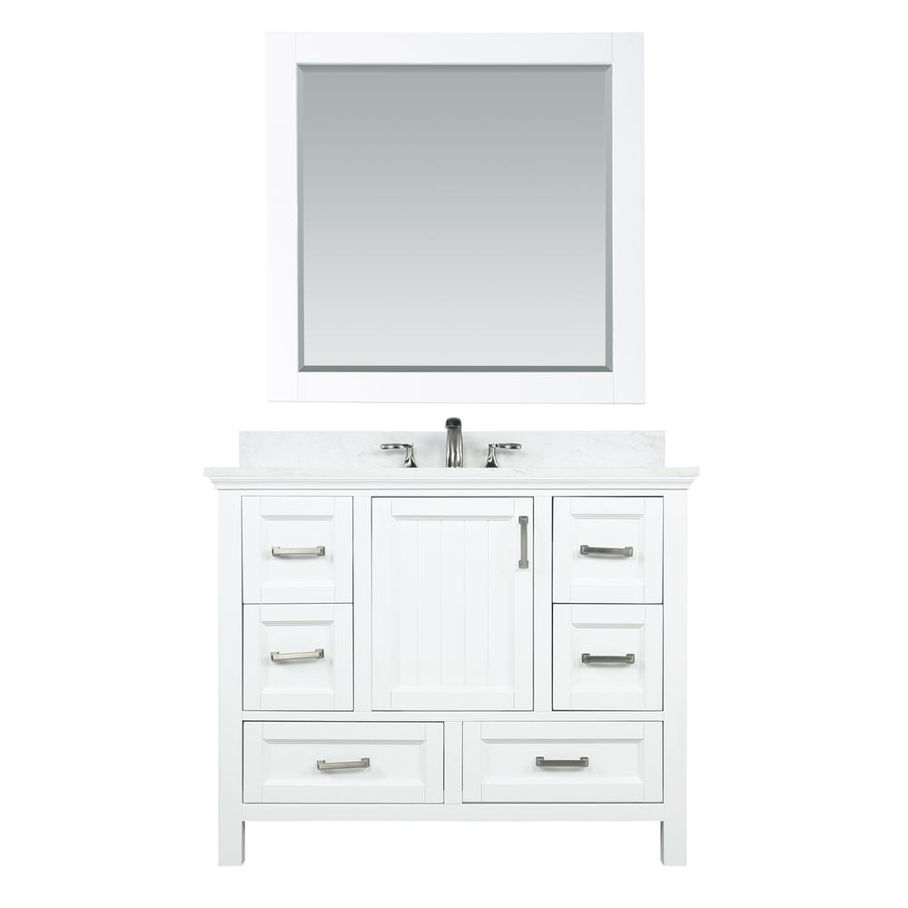 42" Single Bathroom Vanity Set in White with Mirror. Picture 1