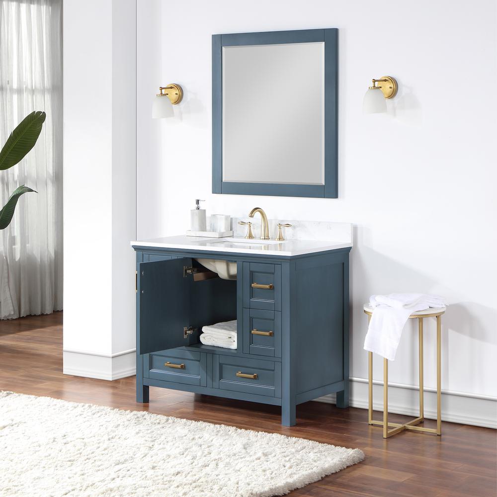 42" Single Bathroom Vanity Set in Classic Blue with Mirror. Picture 6
