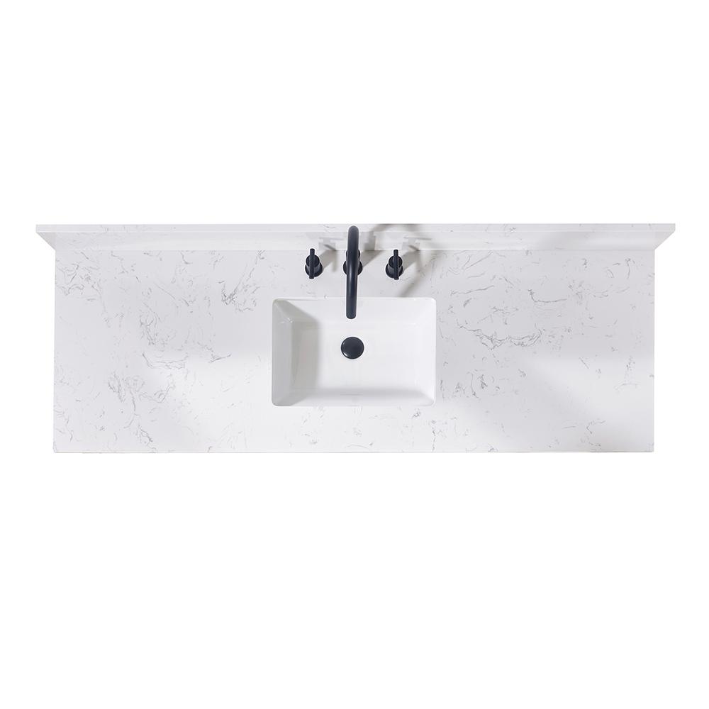 61. in Composite Stone Vanity Top in Aosta White with Single White Sink. Picture 1