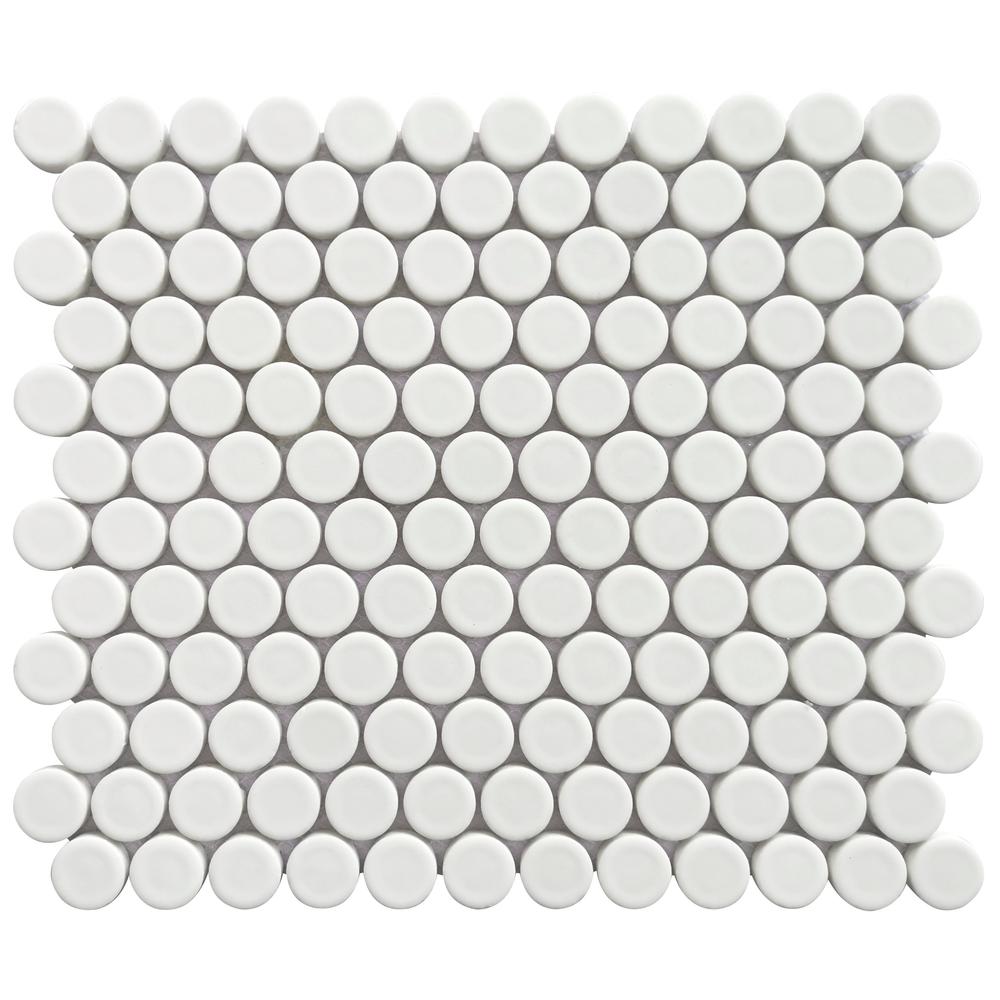 Huelva 12.68" x 11.02" Glass Penny Mosaic Floor and Wall Tile. Picture 1