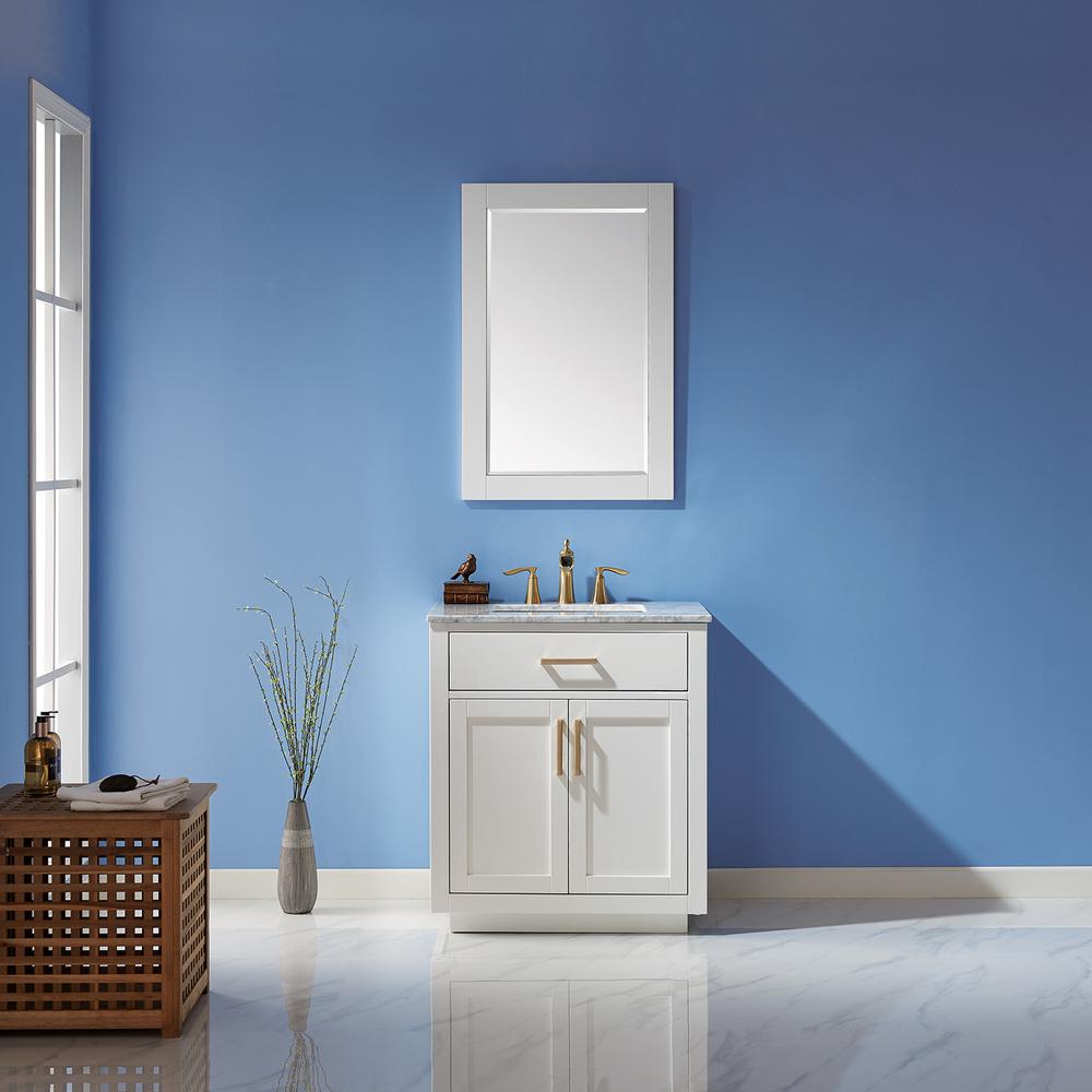 30" Single Bathroom Vanity Set in White with Mirror. Picture 3