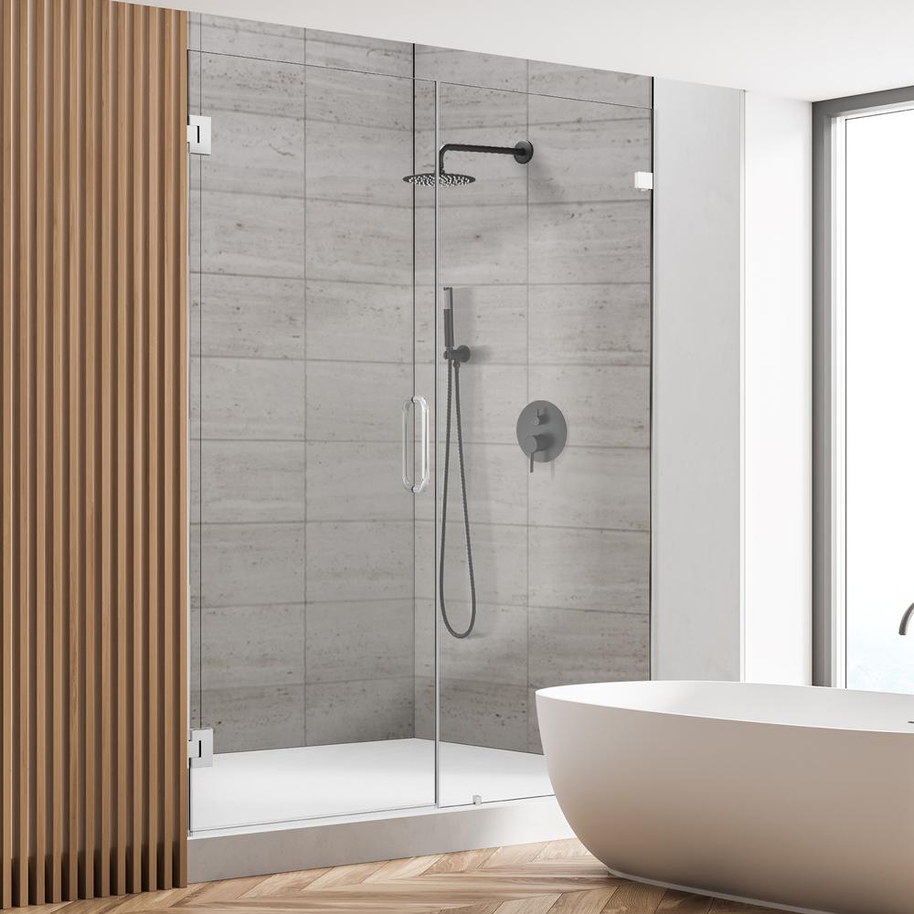 Frameless Hinged Shower Door in Polished Chrome with Clear Glass. Picture 6