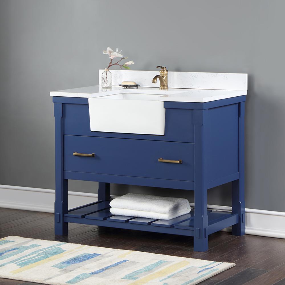 42" Single Bathroom Vanity Set in Jewelry Blue without Mirror. Picture 5