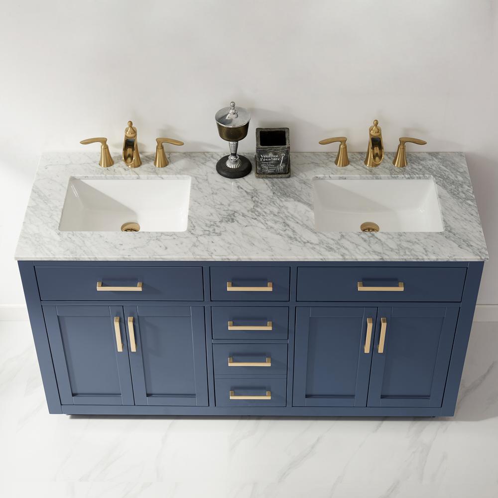 60" Double Bathroom Vanity Set in Royal Blue without Mirror. Picture 6