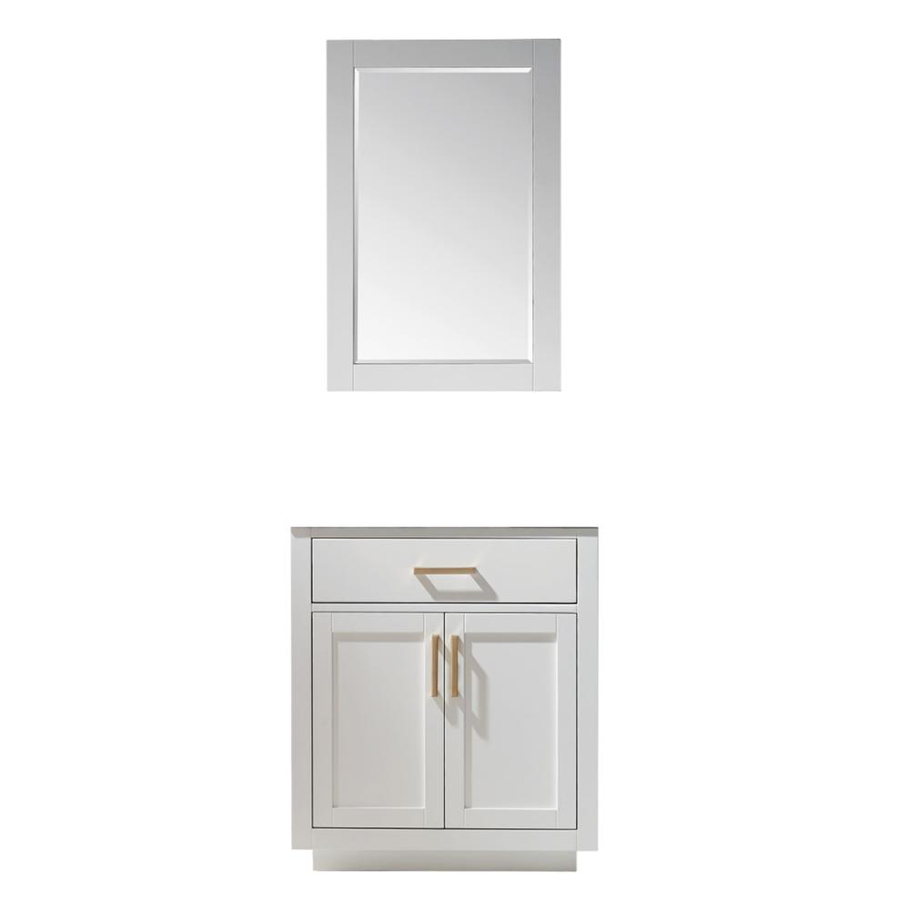 30" Single Bathroom Vanity Cabinet Only in White and mirror, without Countertop. Picture 3