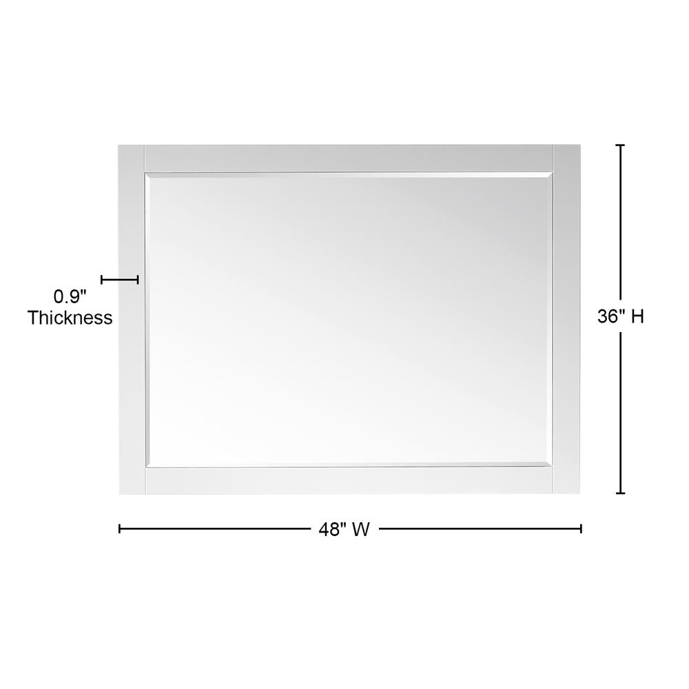 48" Rectangular Bathroom Wood Framed Wall Mirror in White. Picture 8