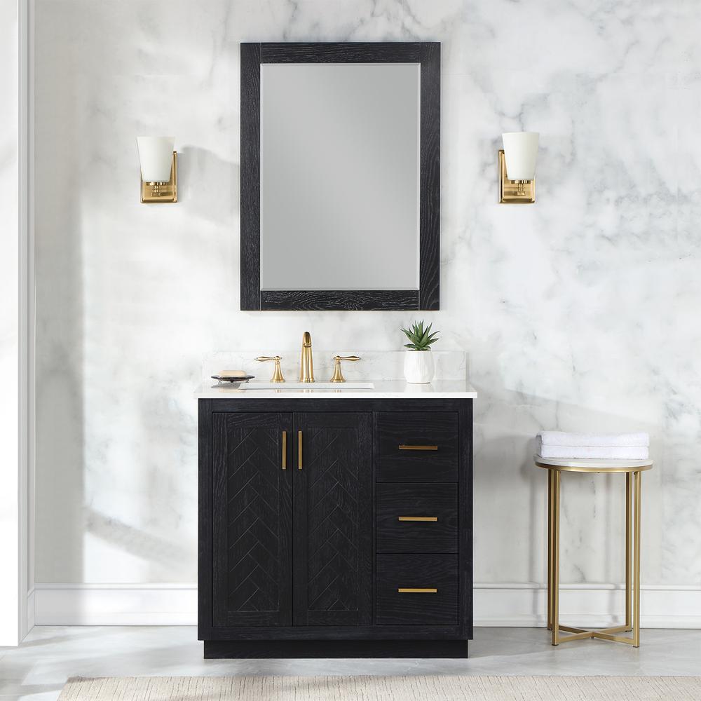 36" Single Bathroom Vanity Set in Black Oak with Mirror. Picture 3